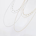 Jiangyuan Minimalist 925 Silver Statement Necklace Fashion Three Layered Snake Chain Station Necklace for Women Girls