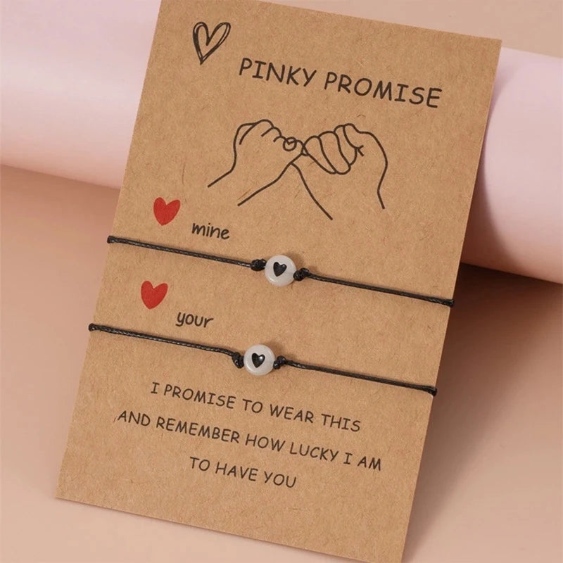 Matching BFF Bracelet Simple Heart-shaped Couple Bracelet Set Adjustable Fluorescent Bracelet