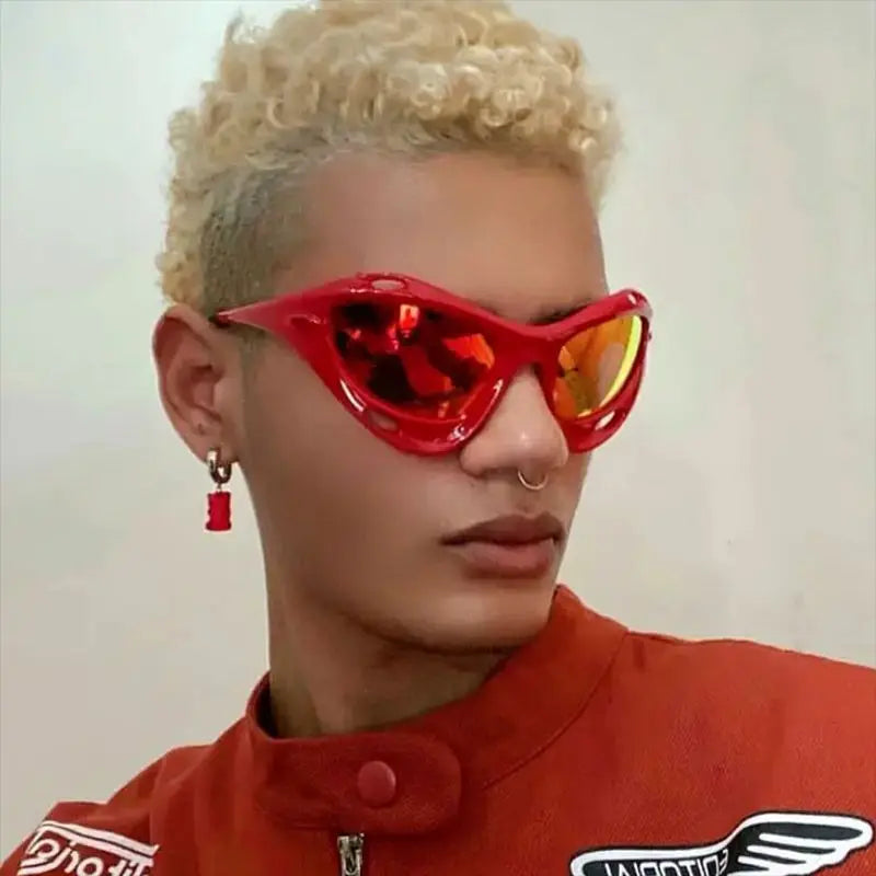UNOC 2023 Designer Windproof Sunglasses New Red Outdoor Sports Shades for Cycling Wrap Frame Blue Black Y2K Wrap Sunglasses