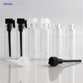 1ml 2ml 3ml MMini Size Glass Fragrance Vials Perfume Sample Vial Tube Tester Bottle with Black/White Plastic Applicatpor Plug