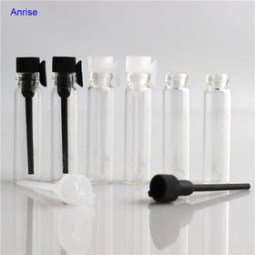 1ml 2ml 3ml MMini Size Glass Fragrance Vials Perfume Sample Vial Tube Tester Bottle with Black/White Plastic Applicatpor Plug