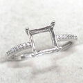 Sterling Silver 7*7mm Semi Mount Ring Square Shape Empty Frame Blank Claws Setting S925 Base Without Center Stone for Inlay DIY