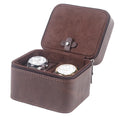 Modern Custom Logo Protective 2-Slot Brown PU Leather Watch Case & Organizer with Travel Case