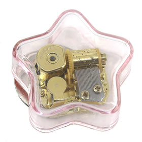 Wholesale Pink Transparent Star Acrylic Music Box Sankyo Movement Rotating Creative Wedding Favor Marketing Gift Low Price