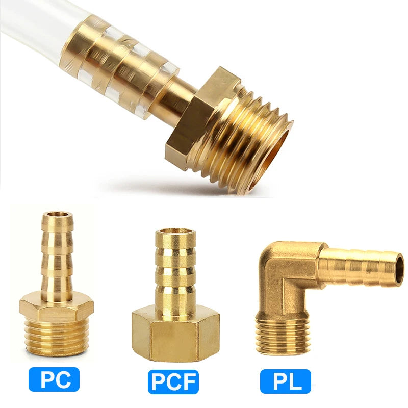 PC PCF PL Pagoda Connector 6 8 10 12 14 16mm Hose Barb Connector Hose Tail Thread 1/8 1/4 3/8 1/2 BSP Brass Pipe Fitting