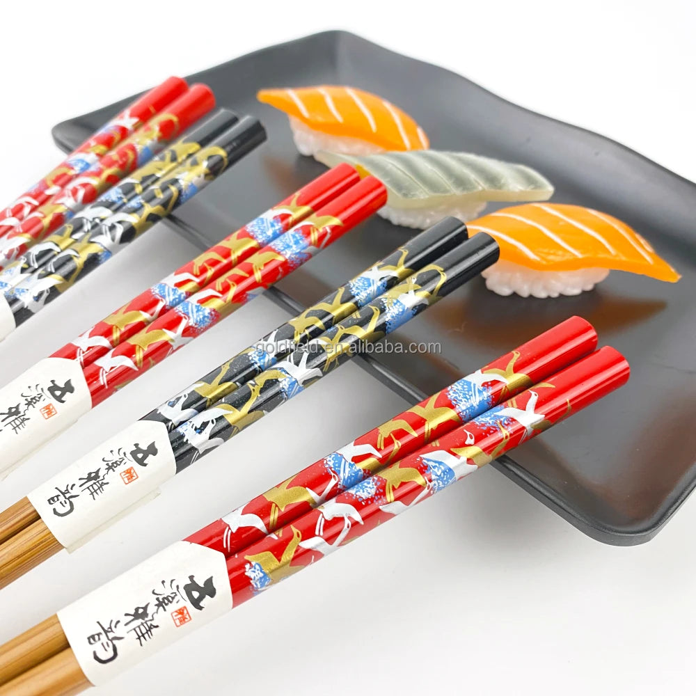 Gold Field Japanese Customized Fortune Cat Wood and Ceramic Eco-Friendly LFGB Certified Modern Luxury Chopsticks Set in Gift Box