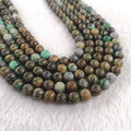 Natural Green Azurite Smooth Round Natural Semi-Precious Gemstone Healing Energy Beads for Jewelry Making DIY Handmade Crafts
