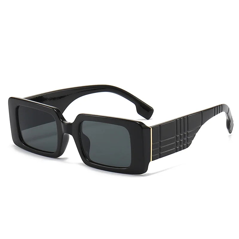 STORY QB99382 Fashion Oversized Square Sunglasses Custom Gradient White Shades Luxury Plaid Temple Designer Sun Glasses