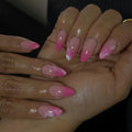 24 Pcs French-style Dropshipping Minimalist pink Gradient Short Almond Press on Nails Artificial Fingernails Customize 3561