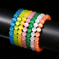 JD GEMS Multi-color Crystals Healing Elastic Stone Bead Bangle Charm Cat Eyes Stone Bracelet for Women