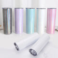 Stainless Steel 20oz Rainbow Painting Slim Straight Blank Tumblers Double Wall Vacuum Insulated Car Coffee Tumblers With Straw