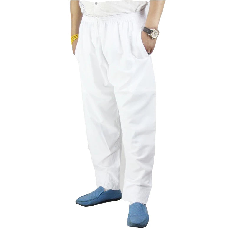 OEM Lightweight Breathable Canvas Men's Mid Waist Pants Colorful Polyester Loose Pocket Trousers Dropshipping
