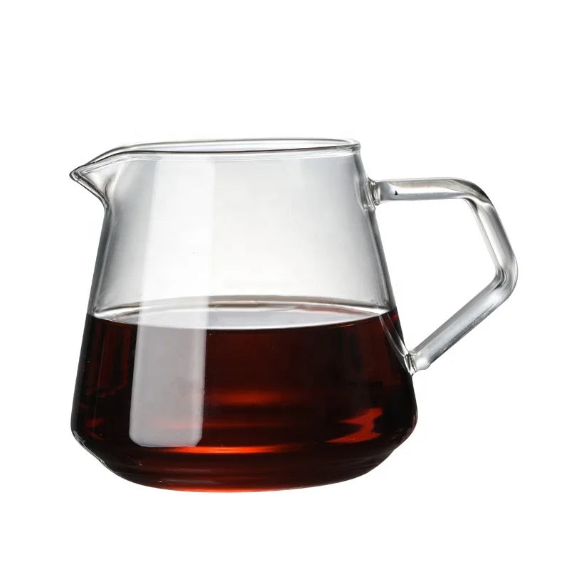 Hot Sale Glass Coffee Server Pour Out Coffee Decanter 400ML 650ML Transparent Glass Coffee Pot