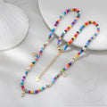 RINNTIN PSN06 Bohemian Luxury Shell Pearl Necklace Zircon Colorful Beaded Choker Women Adjustable Bead Necklace Jewelry
