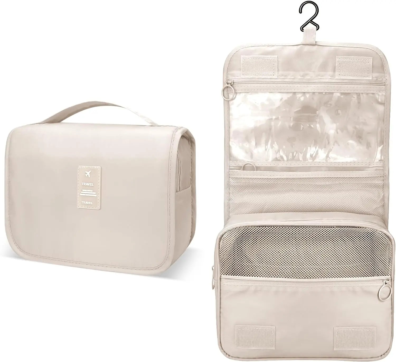 Best Seller Large Capacity Travel Cosmetic Portable Makeup Bag with Hanging Hook for Women Lady Waterproof Nylon Toiletry Bag