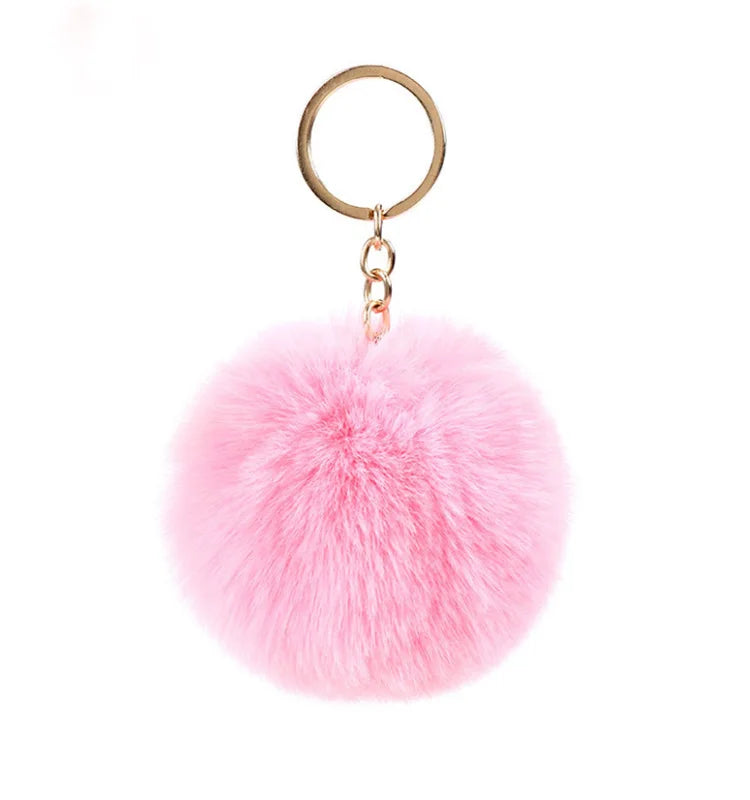 Hot Sale Pom Pom Keychain Faux Rabbit Fur Fluffy Puff Ball Keychain for Women