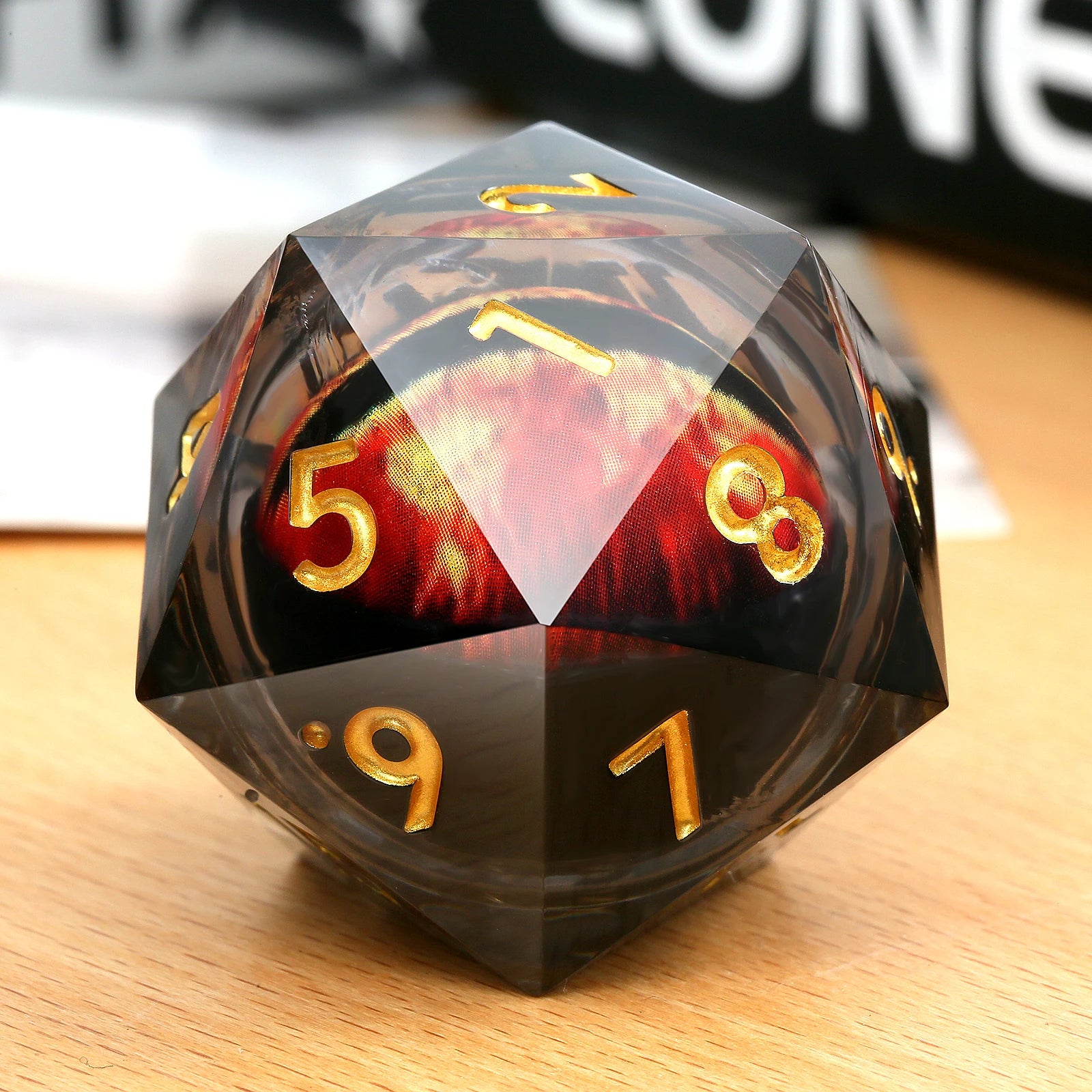 33mm Red Dragon Eye Polyhedral Resin D20 Countdown/Spindown 20-Sided Dice