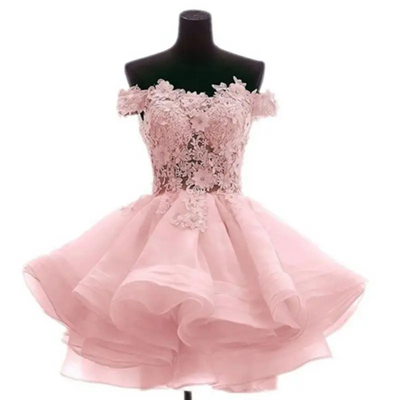 Sweetheart Appliques Tulle Homecoming Graduation Formal Party Gown Mini Short Prom Girls Dresses