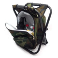 Camping Camouflage Fishing Collapsible Stool Metal Folding Chair with Cooler Bag
