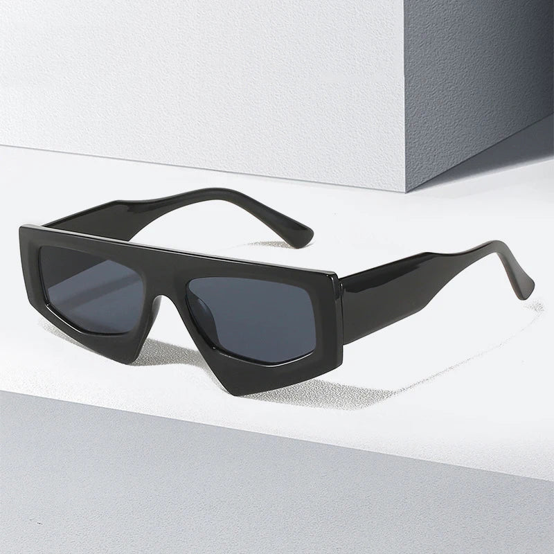 2025 New Custom Logo Designer Sunglasses Frame Eyewear Retro Irregular Square Black Thick Geometric Sunglasses