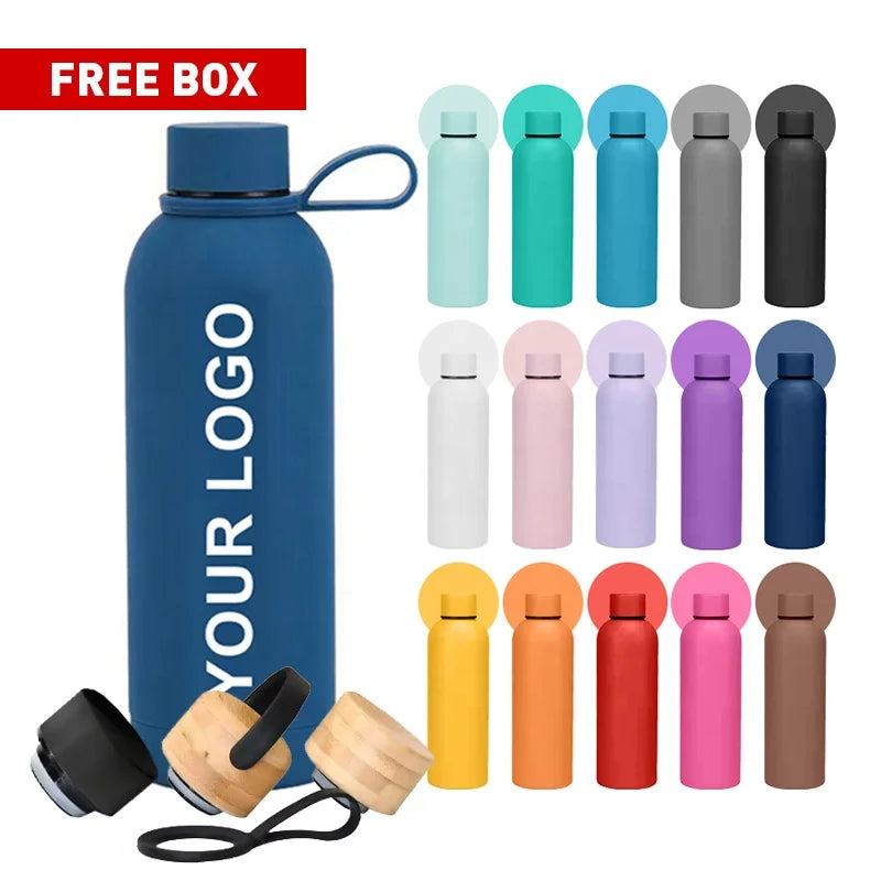 FANGYUAN Bpa Free 16oz Termos Kids Water Bottle Stainless Steel Flasks Vacuum Thermos Aqua Flask for Hot Water with Finger Belt