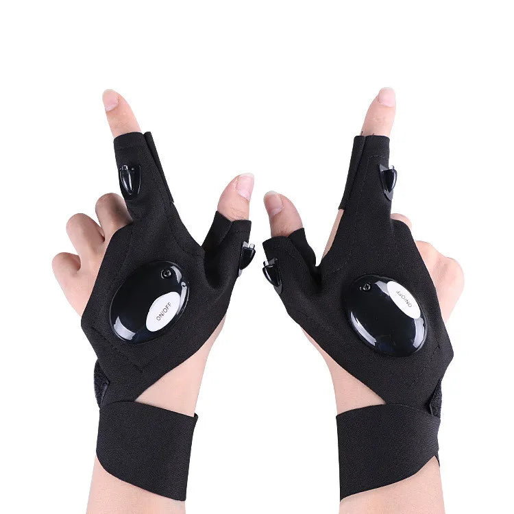 Outdoor Fishing Durable Using Cool Fingerless LED Flashlight Gloves