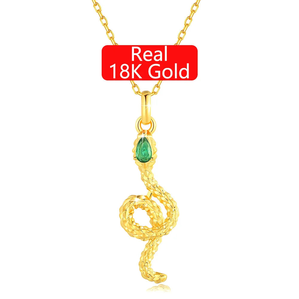 Antique Gold Plated 18K Hollow 5D Flower Shape Egyptian Snake Emerald Pendant for Man Woman Gift Exquisite Dropshipping