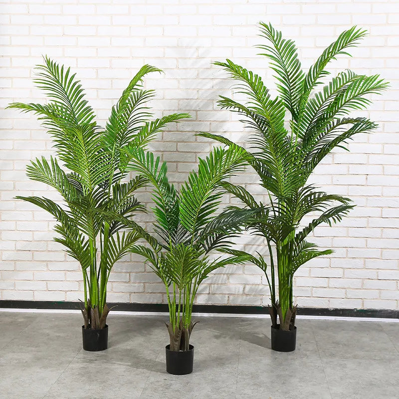 2m Modern Fake Silk Tropical Fern Tops Palm Artifical Tree Indoor Decor Potted Artificial Plant Areca Palm Tree for Home Office
