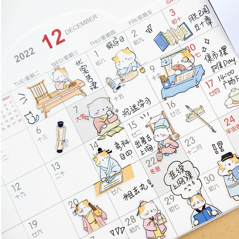 Nekoni Chinese Style Original PVC Stickers Waterproof Stickers Cat Kitty Dog Bear Decal Animal 2D Stickers Sheet