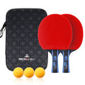 Boer Custom Ping Pong Paddles Set Professional Table Tennis Racket Kit with 2 Bats 3 Balls and Case for Training