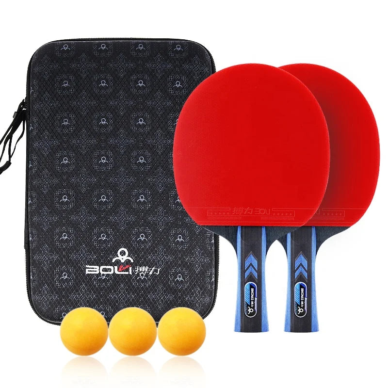 Boer Custom Ping Pong Paddles Set Professional Table Tennis Racket Kit with 2 Bats 3 Balls and Case for Training