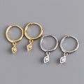 Fashion Jewelry 925 Silver Earrings Jewelry 18K Gold Plated Square Shape Small Zircon Sterling Silver Hoop Earrings for Women
