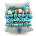 Women Fashion Enamel Butterfly Knot Bangle Natural Stone Square Crystal Bracelet Drop Pendant Stack Bracelets Sets