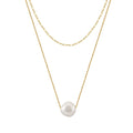 Wholesale Fashion 925 Sterling Silver Double Layer Natural Freshwater Pearl Gold Plated Chain Necklace Jewelry for Women