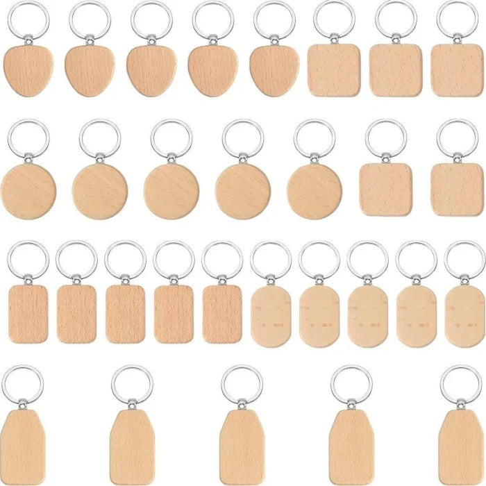 Personalized Natural Beech Wood Keychain with Name Pendant Handmade Souvenirs