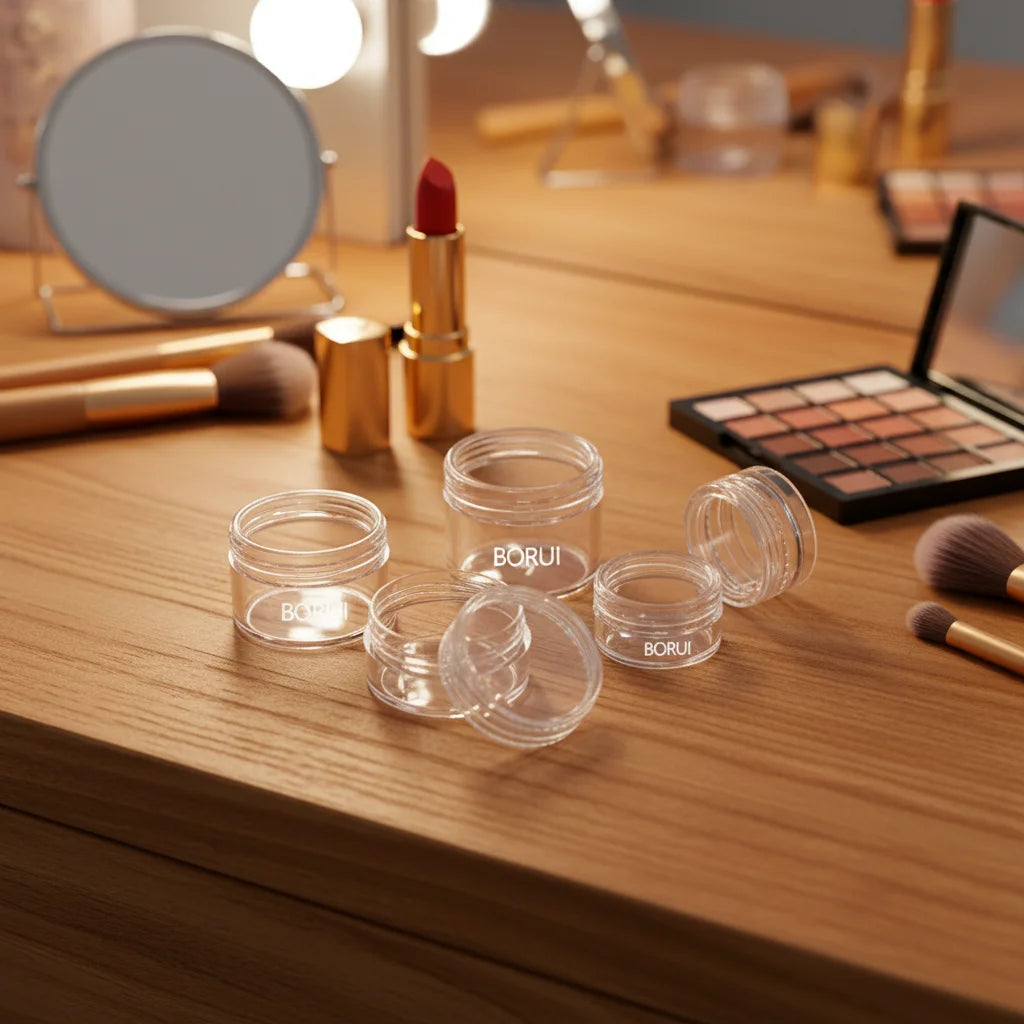 Borui Factory Mini PS Plastic Cosmetic Eye Cream & False Eyelashes Jar 3g-20g Customizable Color & Logo