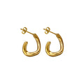 INS 18K Gold & Stainless Steel IP Geometric Curve Circle Earrings Irregular C Shaped Titanium Steel for Party and Wedding
