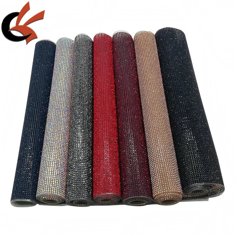 Wholesale 24*40cm SS6 Colors Crystal Glass Hot Fix Rhinestone Mesh Sheet