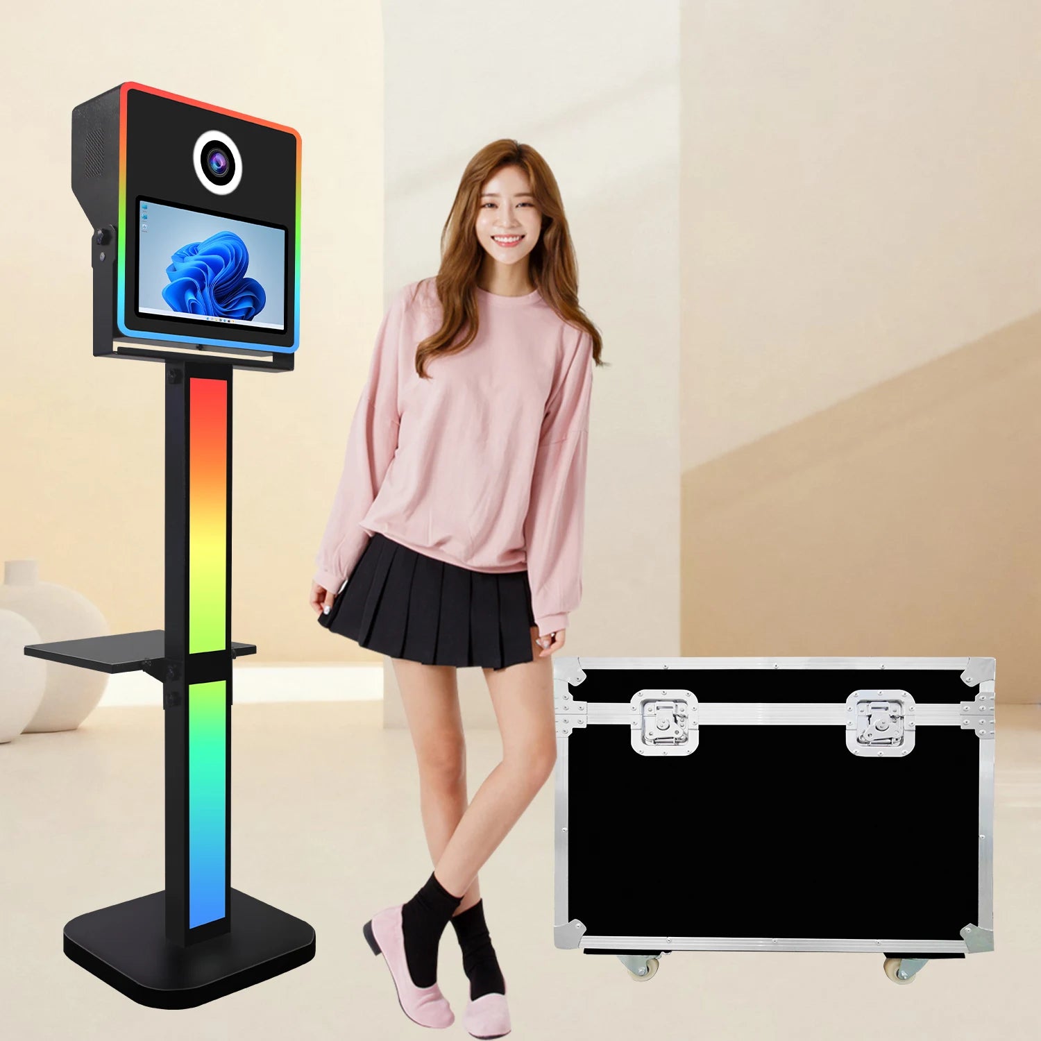 2026 New Design DSLR Photo Booth Shell Compatible with Printer 15.6 Inch Touch Screen Selfie Photobooth Machine for Events