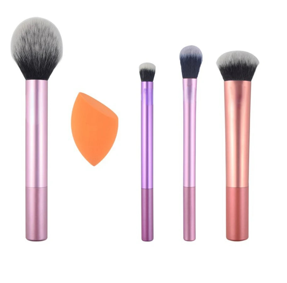 New Makeup Brush Set Loose Powder Blush Foundation Face Highlighter Eye Cosmetic Tools Set Synthetic Hair with Sponges 3/4/5 Pcs
