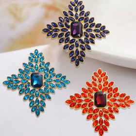 Large Rhinestone Flower Brooch for Women Fashion Dress Coat Accessories Jewelry