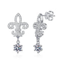 Crown Drop Earrings for Women Wedding S925 Silver 1 Carat D Moissanite Earrings Excellent Cut Diamond Jewelry GRA Gift