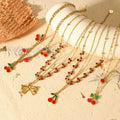 Wholesale Stainless Steel Double Chain Cherry Cute Cherry Pendant Charm Necklace for Women
