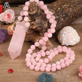Matte Rose Quartz Mala Beads Yoga Necklace  Healing Crystal Necklaces  LOVE Fashion Jewelry for Girl