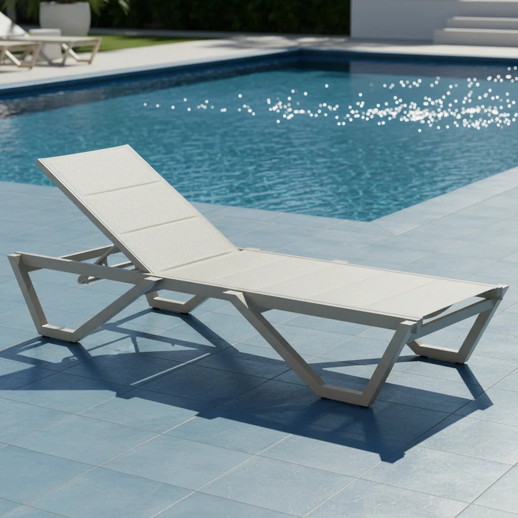 Modern Aluminum Adjustable Lounge Chair All-Weather Plastic Chaise for Outdoor Beach Deck Poolside-Luxury Sun Loungers