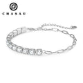 GRA 0.5CT 5MM Moissanite Tennis Bracelet Pass Diamond Tester 925 Sterling Silver Paperclip Chain Bracelets for Women
