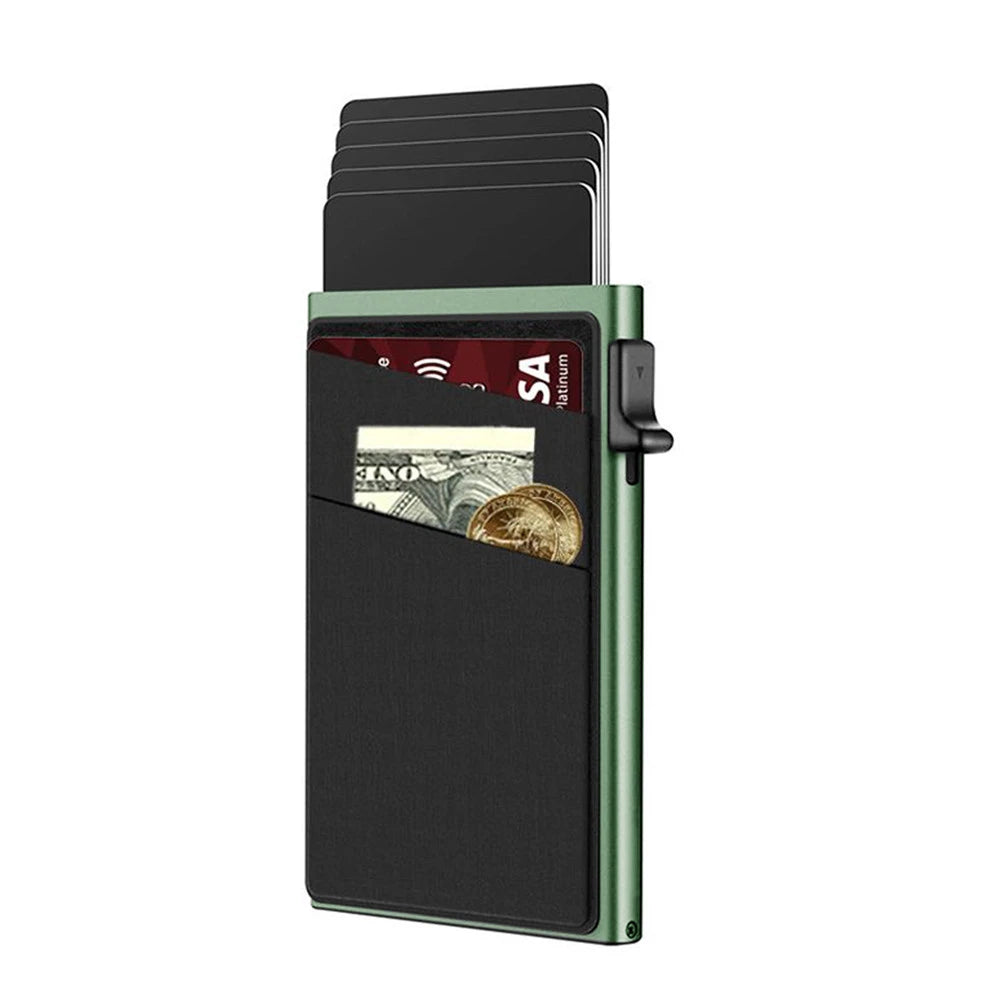 Aluminum Alloy Slim Tarjetero De Aluminio RFID Metal Wallet Front Pocket Business Card Holder for Cards and Cash