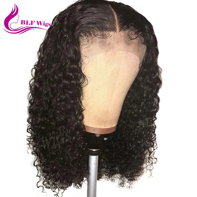 Virgin Brazilian Human Hair Wig with 5x5 HD Lace Closure Middle Part Frontal Cuticle Aligned Curly Transparent Lace