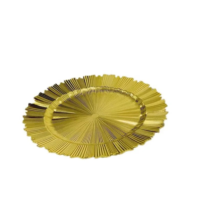 Wholesale Bulk Gold Wedding Presentation Plate Irregular Plastic Charger Plates for Wedding Decoration