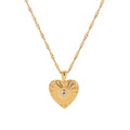 18k Gold Plated Stainless Steel Hamsa Heart Square Angel Hand Pendant Necklace
